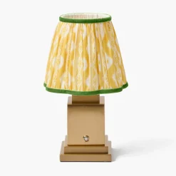 Rechargeable Table Lamps<Mrs. Alice Rechargeable Lamp with Yellow & Green Ikat Shade (18cm)
