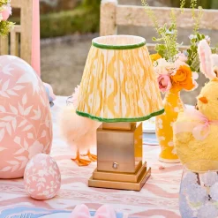 Rechargeable Table Lamps<Mrs. Alice Rechargeable Lamp with Yellow & Green Ikat Shade (18cm)