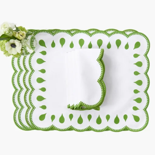 Table Linen Sets | Mrs. Alice Monogram<Mrs. Alice Rectangular Bettina White Placemats & Napkins (Set of 4)