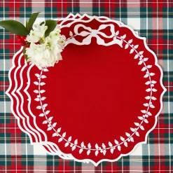 Placemats<Mrs. Alice Red Bow Laurel Placemats (Set of 4)