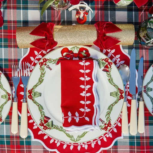 Placemats<Mrs. Alice Red Bow Laurel Placemats (Set of 4)