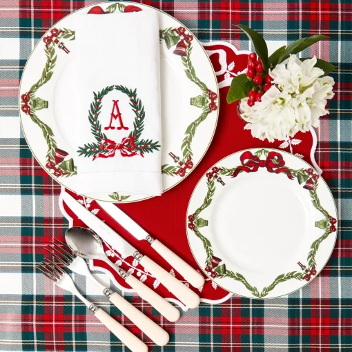 Placemats<Mrs. Alice Red Bow Laurel Placemats (Set of 4)
