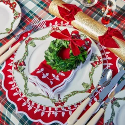 Table Linen Sets<Mrs. Alice Red Bow Laurel Placemats & Napkins (Set of 4)