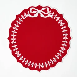 Placemats<Mrs. Alice Red Bow Laurel Placemats (Set of 4)