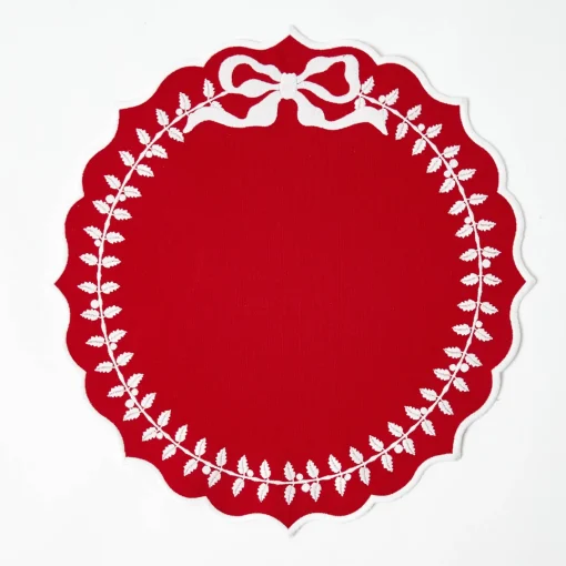 Placemats<Mrs. Alice Red Bow Laurel Placemats (Set of 4)