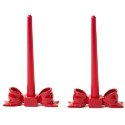 Candle Holders<Mrs. Alice Red Ceramic Bow Candleholder (Pair)