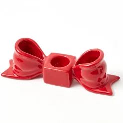 Candle Holders<Mrs. Alice Red Ceramic Bow Candleholder (Pair)