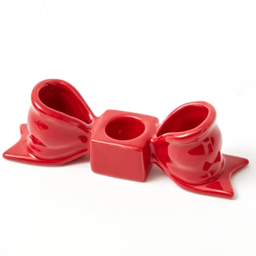 Candle Holders<Mrs. Alice Red Ceramic Bow Candleholder (Pair)