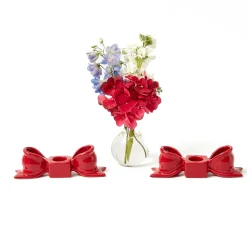 Candle Holders<Mrs. Alice Red Ceramic Bow Candleholder (Pair)