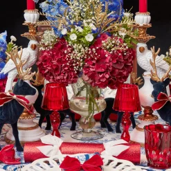 Candle Holders | Tea Light Lanterns<Mrs. Alice Red Glass Lantern Tea Light Holder Set