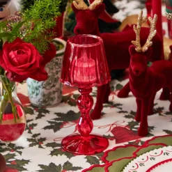 Candle Holders | Tea Light Lanterns<Mrs. Alice Red Glass Lantern Tea Light Holder Set