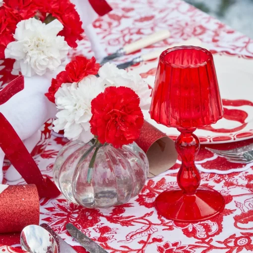 Candle Holders | Tea Light Lanterns<Mrs. Alice Red Glass Lantern Tea Light Holder Set