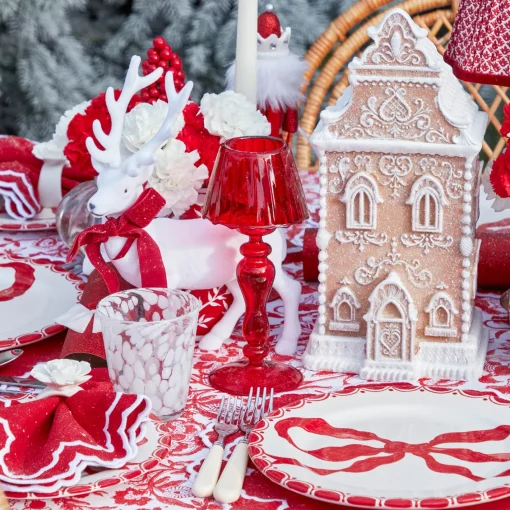 Candle Holders | Tea Light Lanterns<Mrs. Alice Red Glass Lantern Tea Light Holder Set