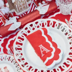 Christmas Decorations<Mrs. Alice Red Glitter Crackers With White Velvet Bows (Set of 6)
