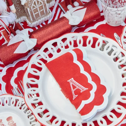 Christmas Decorations<Mrs. Alice Red Glitter Crackers With White Velvet Bows (Set of 6)