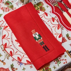 Napkins<Mrs. Alice Red Linen Embroidered Nutcracker Napkins (Set of 4)