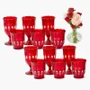 Glasses | Glassware Sets<Mrs. Alice Red Scalloped Glassware (Set of 12)