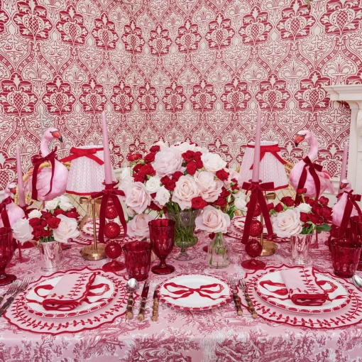 Glasses | Glassware Sets<Mrs. Alice Red Scalloped Glassware (Set of 12)