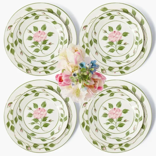 Crockery Sets<Mrs. Alice Rose Bud Dinner & Starter Plates (Set of 8)