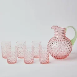 Glassware Sets<Mrs. Alice Rose Hobnail Jug with Emerald Handle & Glasses (Set of 6)