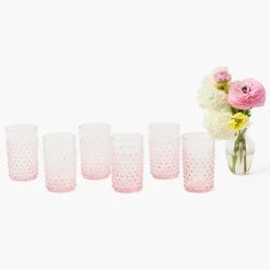 Summer Glassware | Glasses<Mrs. Alice Rose Pink Hobnail Glasses (Set of 6)