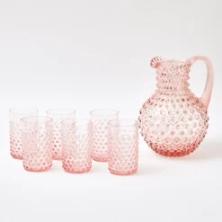 Summer Glassware | Glasses<Mrs. Alice Rose Pink Hobnail Glasses (Set of 6)