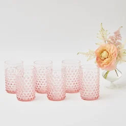 Summer Glassware | Glasses<Mrs. Alice Rose Pink Hobnail Glasses (Set of 6)