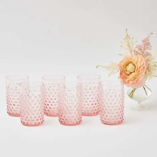 Summer Glassware | Glasses<Mrs. Alice Rose Pink Hobnail Glasses (Set of 6)