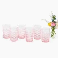 Summer Glassware | Glasses<Mrs. Alice Rose Pink Hobnail Glasses (Set of 6)