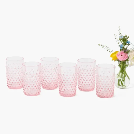 Summer Glassware | Glasses<Mrs. Alice Rose Pink Hobnail Glasses (Set of 6)