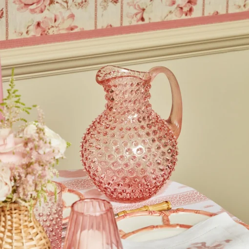 Summer Glassware | Jugs<Mrs. Alice Rose Pink Hobnail Jug