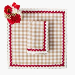 Napkins<Mrs. Alice Rossina Putty Gingham & Red Napkins (Set of 4)