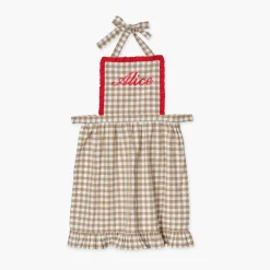 Mrs. Alice Monogram | Monogrammable Gifts<Mrs. Alice Rossina Putty Gingham & Red Apron