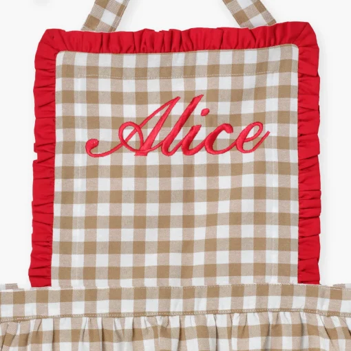 Mrs. Alice Monogram | Monogrammable Gifts<Mrs. Alice Rossina Putty Gingham & Red Apron