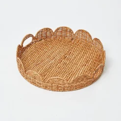 Trays | Trays<Mrs. Alice Round Rattan Scalloped Tray