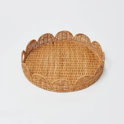 Trays | Trays<Mrs. Alice Round Rattan Scalloped Tray