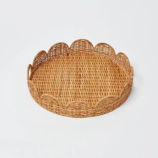 Trays | Trays<Mrs. Alice Round Rattan Scalloped Tray