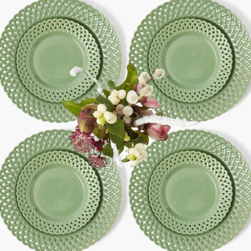 Crockery Sets<Mrs. Alice Sage Basketweave Dinner & Starter Plates (Set of 8)