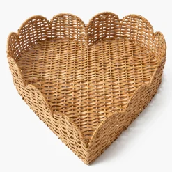 Trays | Trays<Mrs. Alice Scalloped Heart Rattan Tray