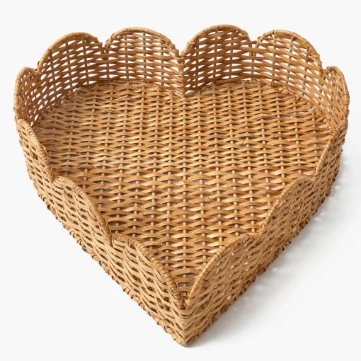 Trays | Trays<Mrs. Alice Scalloped Heart Rattan Tray