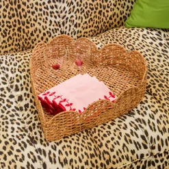 Trays | Trays<Mrs. Alice Scalloped Heart Rattan Tray