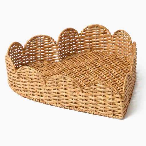 Trays | Trays<Mrs. Alice Scalloped Heart Rattan Tray