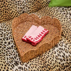 Trays | Trays<Mrs. Alice Scalloped Heart Rattan Tray