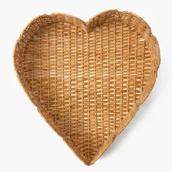 Trays | Trays<Mrs. Alice Scalloped Heart Rattan Tray