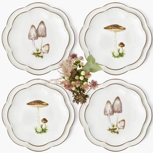 Crockery Sets<Mrs. Alice Scalloped Mushroom Dinner & Starter Plates (Set of 8)