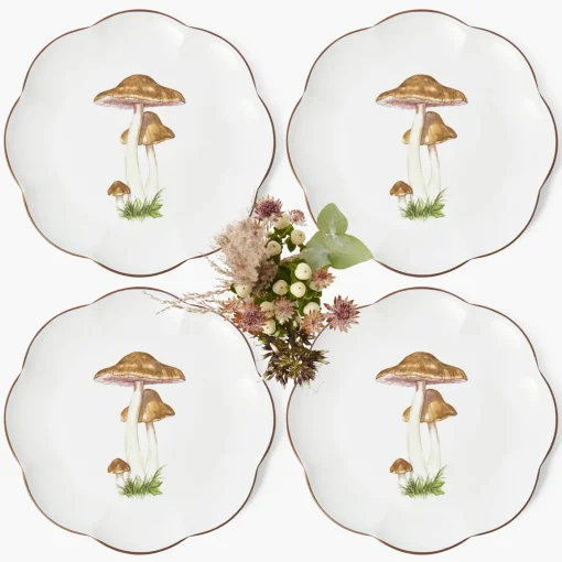 Crockery Sets<Mrs. Alice Scalloped Mushroom Dinner & Starter Plates (Set of 8)
