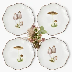 Crockery Sets<Mrs. Alice Scalloped Mushroom Dinner & Starter Plates (Set of 8)