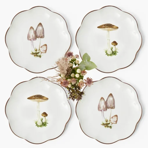Crockery Sets<Mrs. Alice Scalloped Mushroom Dinner & Starter Plates (Set of 8)