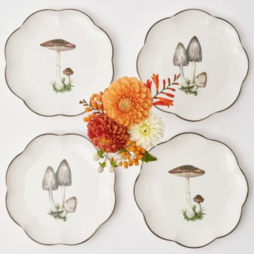 Starter Plates | Crockery Sets<Mrs. Alice Scalloped Mushroom Starter Plates (Set of 4)