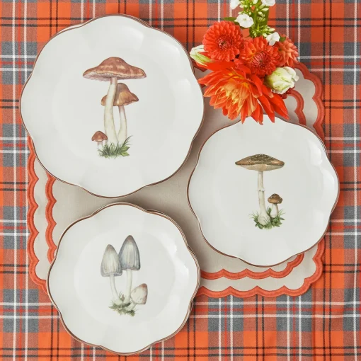 Starter Plates | Crockery Sets<Mrs. Alice Scalloped Mushroom Starter Plates (Set of 4)